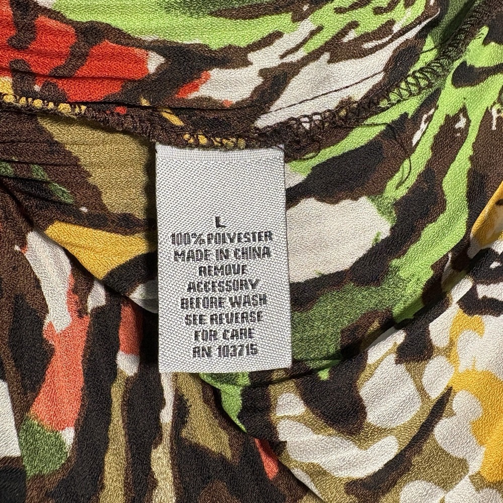 Signature Larry Levine Womens Button Up Top Size‎ L Botanical Artsy Earthy - Picture 6 of 7